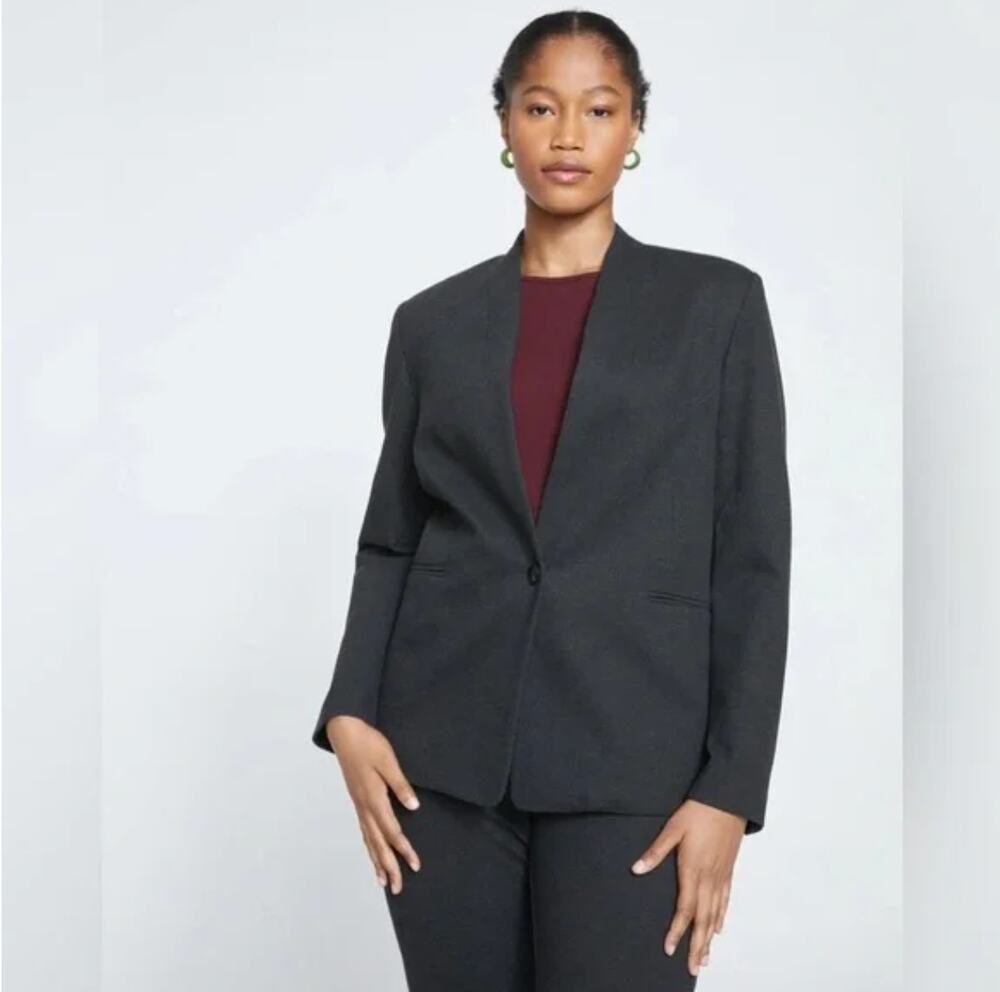 Universal Standard Lennox Collarless Ponte Blazer 4XS 00 0 NWT Graphite Gray